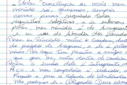 Carta escrita por detento LGBT antes de ser morto em penitenciária