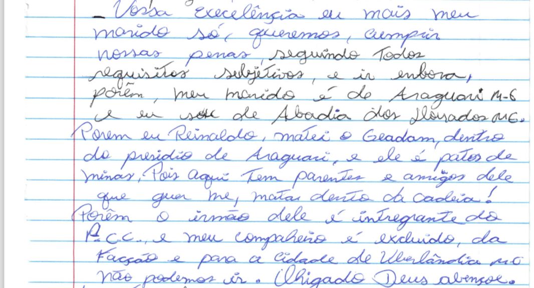 Carta escrita por detento LGBT antes de ser morto em penitenciária