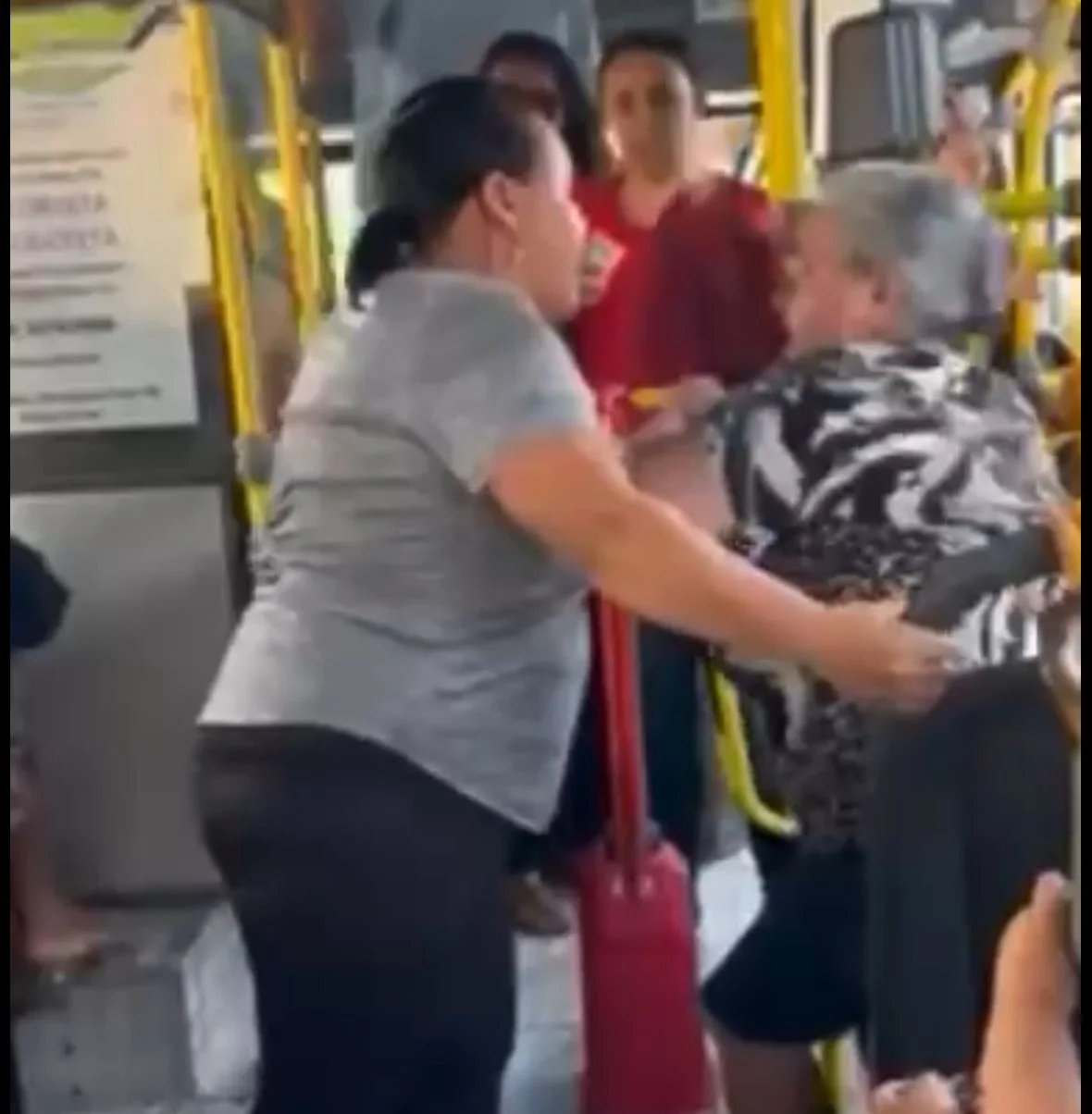 Vídeo: Mulher e idosa brigam dentro de ônibus por causa de um guarda-chuva  em Patrocínio