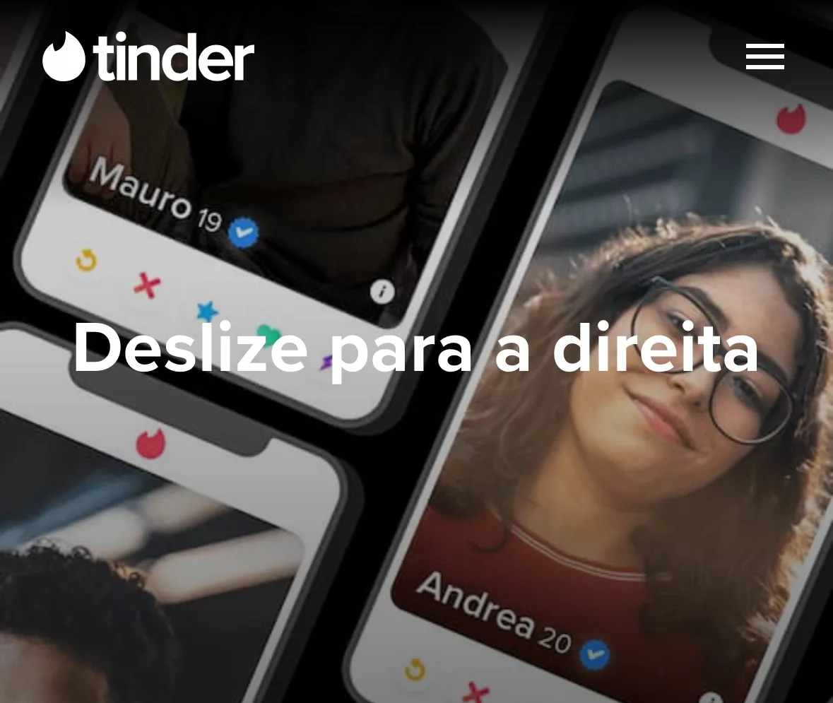 Tela inicial do aplicativo Tinder