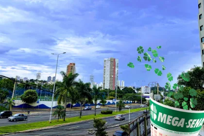 Imagem da cidade de Uberlândia ilustrada com uma arte da Megasen